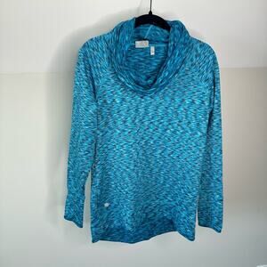 Athleta Blue and White Space Tie Dye Pullover Cowl Hoodie Sweatshirt Gym Shirt